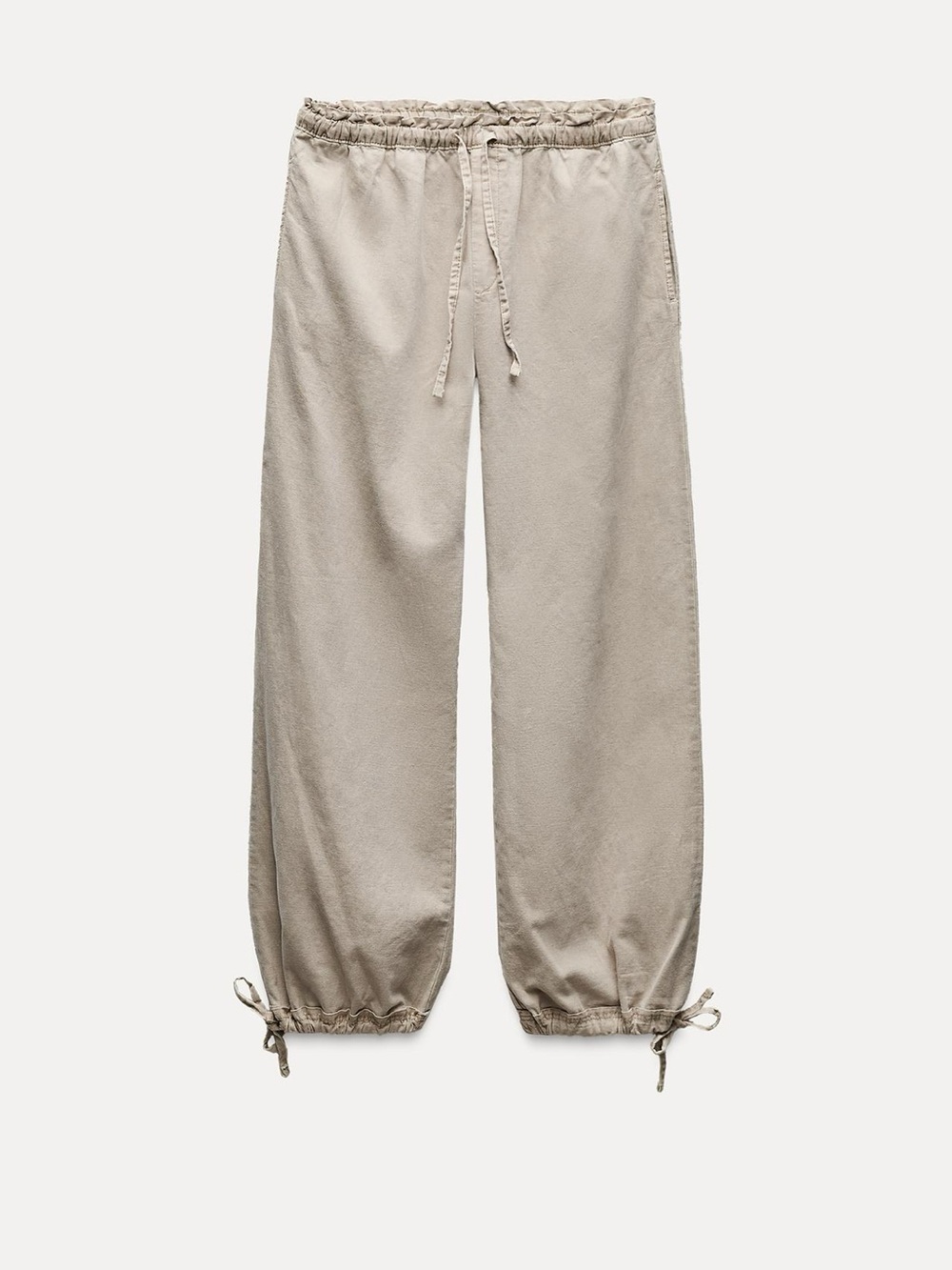 Zara Women's Drawstring Loose Fit Jeans in Light Beige